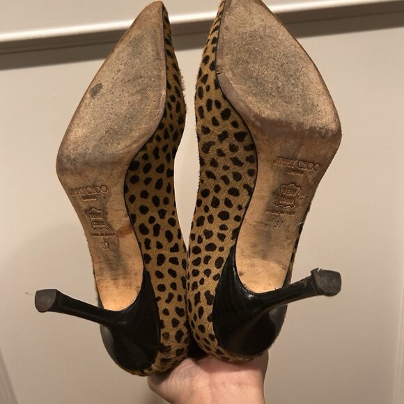 Jimmy Choo Pre-owned Pony Skin Leopard Print Pointy Pumps - Picture 3 of 7